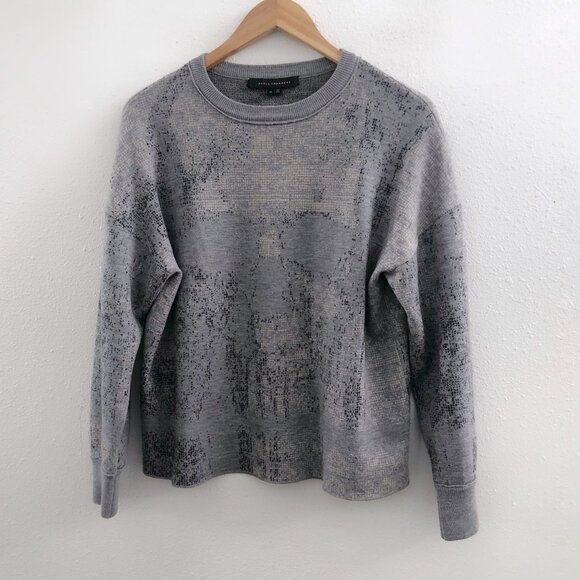 SKULL CASHMERE Gray Abstract Skull 100% Wool Sweater Sweater XS Size - Picture 1 of 9